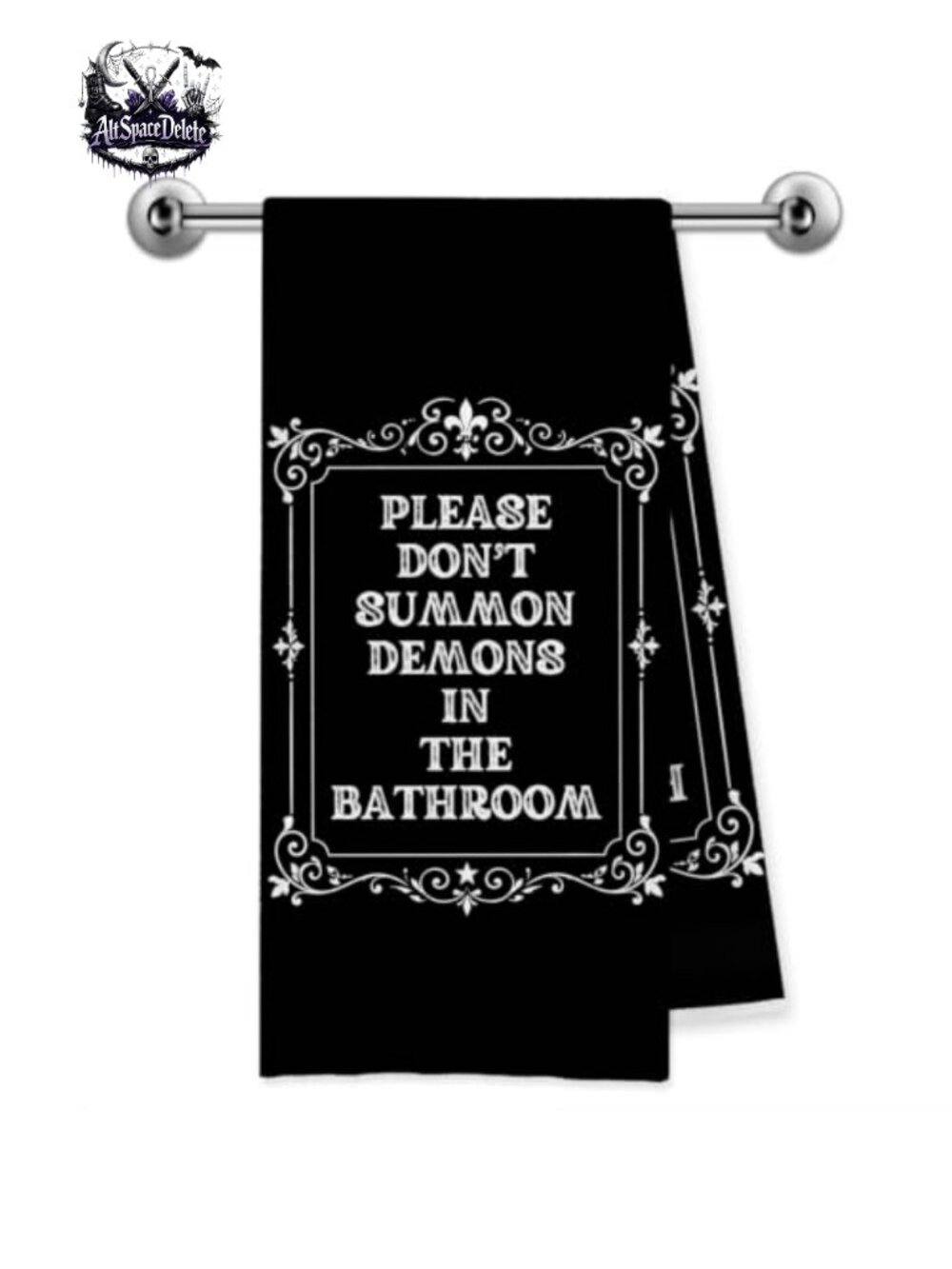 Gothic Witchy Bathroom Hand Towel Waffle Weave 16x24 Decorative